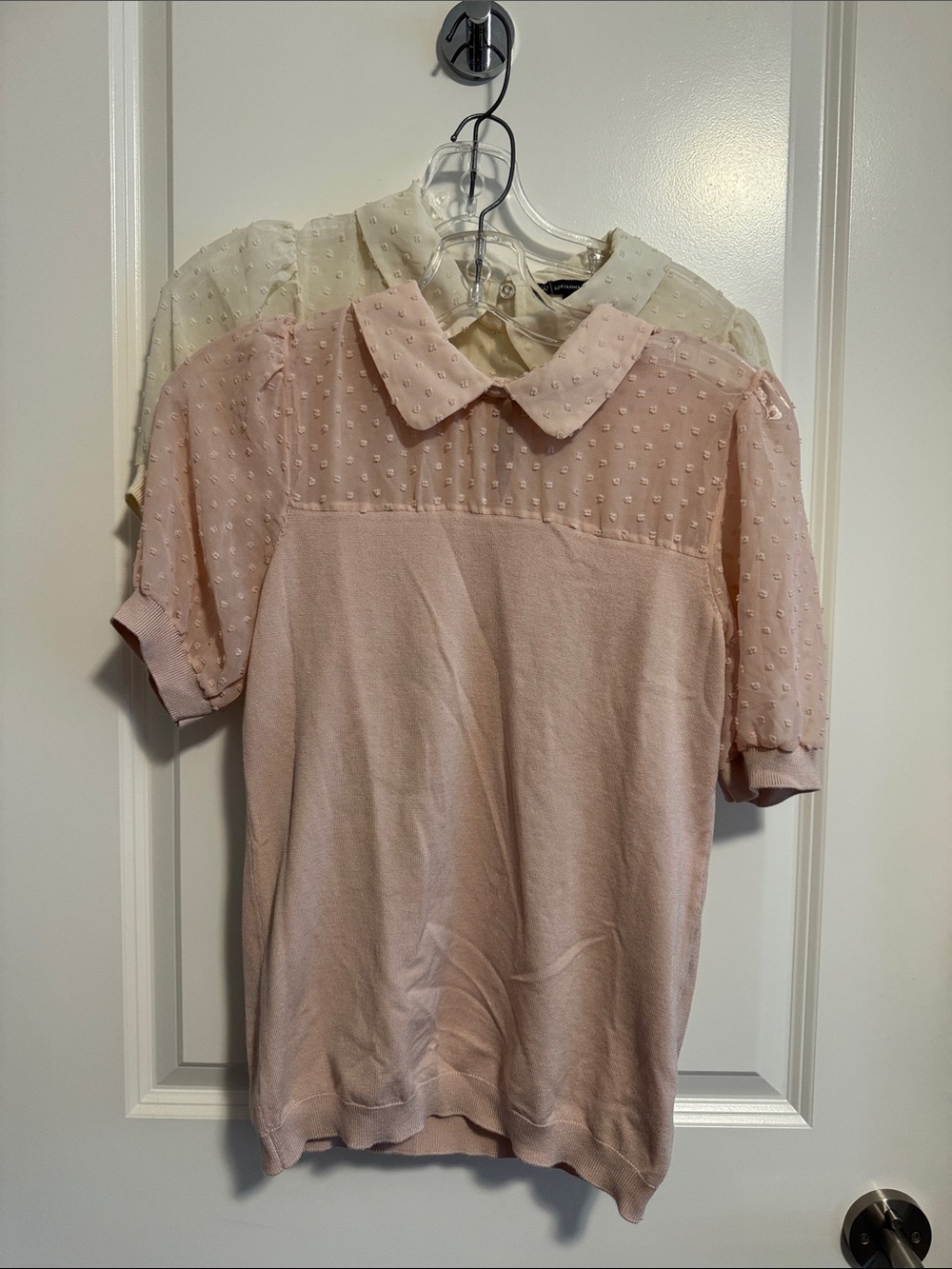 Bundle Sale: Adrianna Papell Pink & White Peter Pan Collar Knit Top